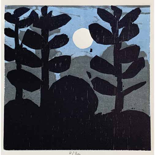 Woodland Moon 12x12 | Woodblock Print
